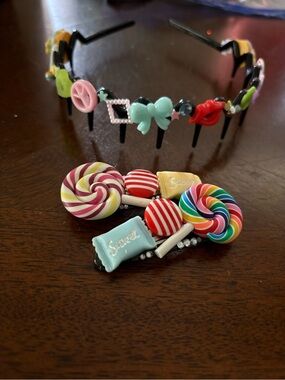 Candy-Themed Hair Clip and Headband Set - Multicolor